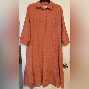 Dainty Jewells Rust Orange Eyelet Dress 2X